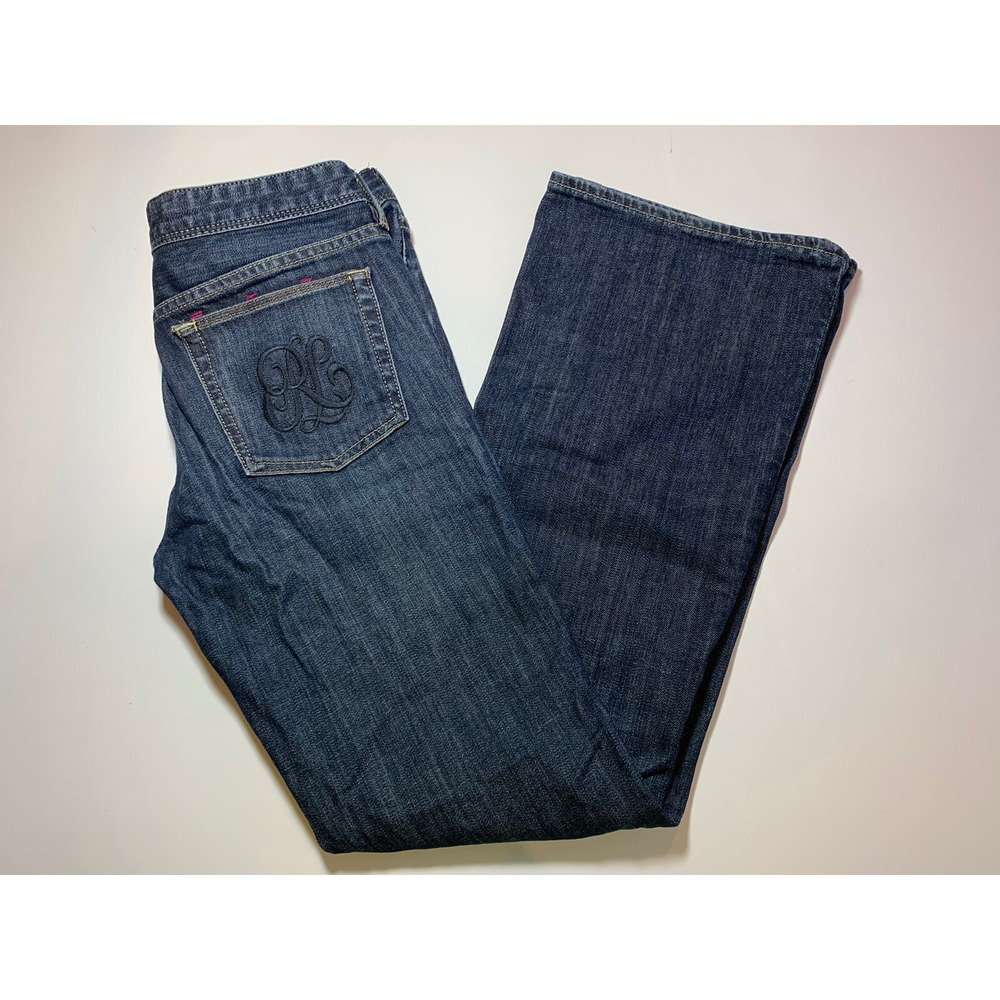 Ralph Lauren PJC Womens Jeans Bootcut Size 28 X 32 Blue Embroidered Pocket